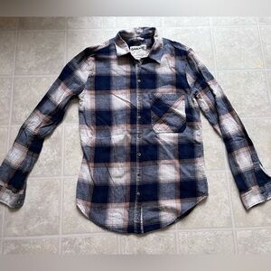 Garage Boyfriend Fit Blue and Beige Plaid Top Size XS